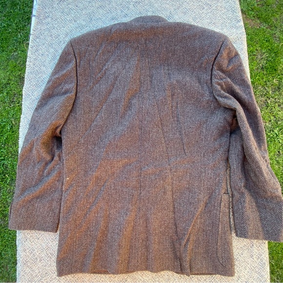 Vintage Blazer Lou Myles Wool Sport Coat three Button Herringbone Union Made - Picture 14 of 16